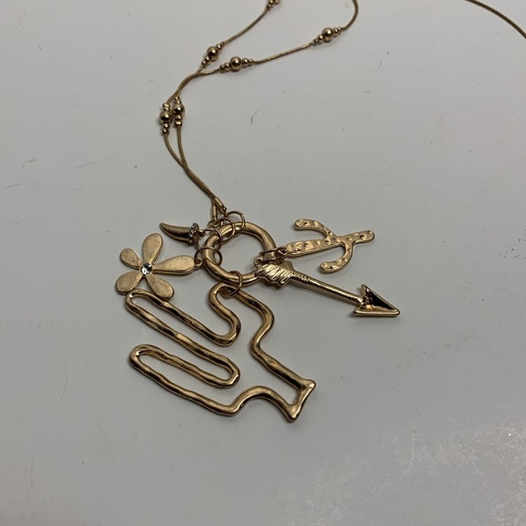 Cato | Gold Long Necklace With Cactus’s , Arrow & Flower Gorgeous VACATION  Wear - Picture 7 of 7